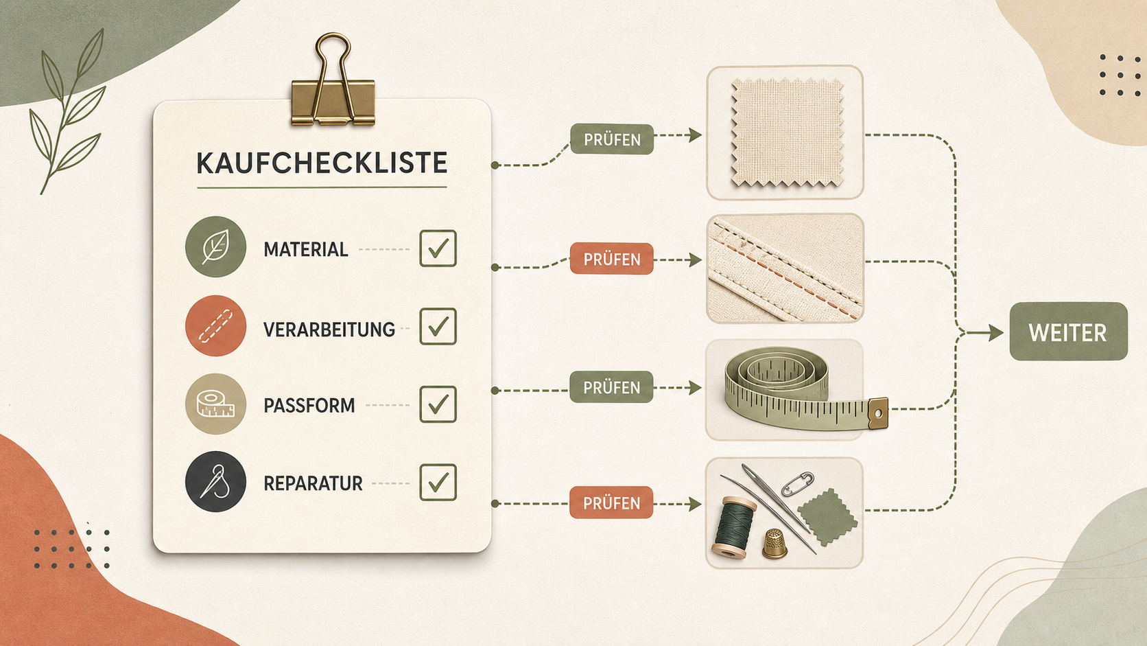 Redaktionelle Illustration zu Langlebige Kleidung auswählen: Material, Verarbeitung, Passform und Nutzung prüfen