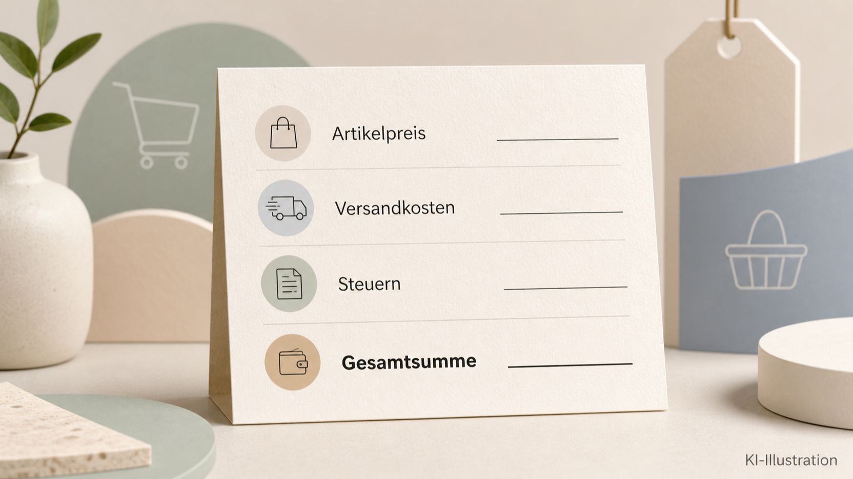 Redaktionelle Illustration zu Echte Mode-Angebote erkennen: Referenzpreis, Rueckgabe, Material und Folgekosten pruefen